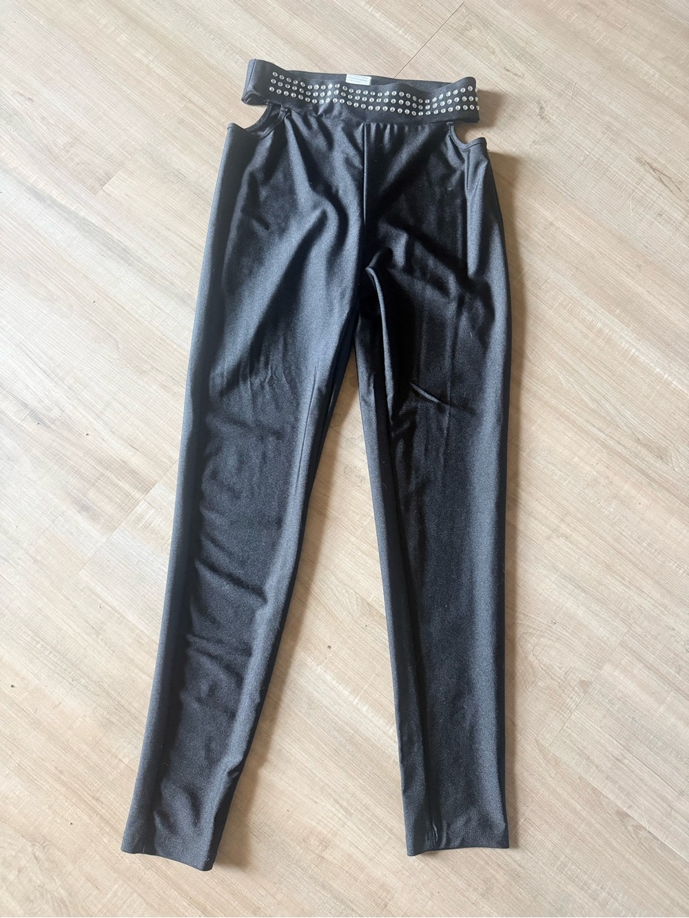 SHEIN Black Leggings with Studded Waistband